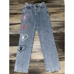 Playboy by PacSun Heart Bunny Light Wash Denim Jeans Womens Size 26